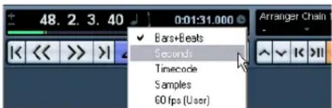STEINBERG Cubase Studio 5 - About the Transport panel display formats - 2