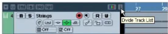 STEINBERG Cubase Studio 5 - Dividing the Track list (Cubase only) - 1