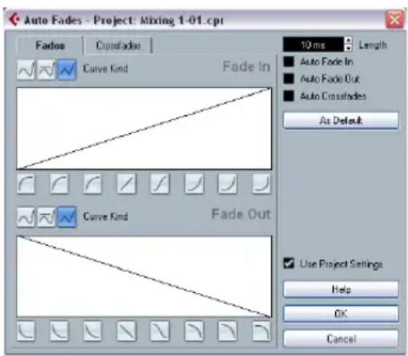 STEINBERG Cubase Studio 5 - Making global Auto Fade settings - 1