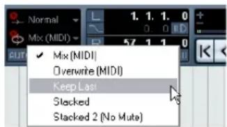 STEINBERG Cubase Studio 5 - Cycle Record Modes on the Transport panel - 1