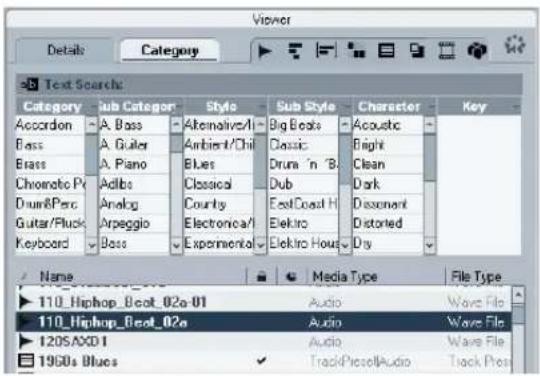 STEINBERG Cubase Studio 5 - Finding files in the Viewer section - 1