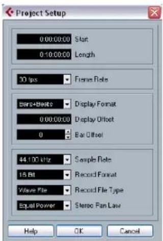 STEINBERG Cubase Studio 5 - The Project Setup dialog - 1