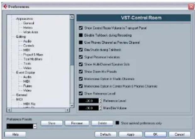 STEINBERG Cubase Studio 5 - Control Room preferences - 1