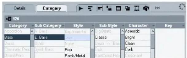 STEINBERG Cubase Studio 5 - Further options for Category searches - 1