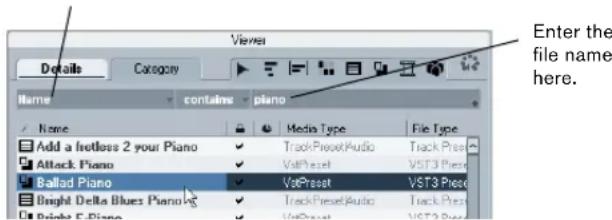 STEINBERG Cubase Studio 5 - Performing a Details search (Cubase only) - 1