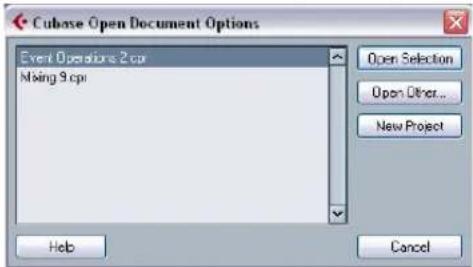 STEINBERG Cubase Studio 5 - Cubase Open Document Options dialog - 1