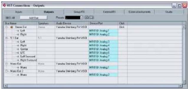 STEINBERG Cubase Studio 5 - The VST Connections window - 1