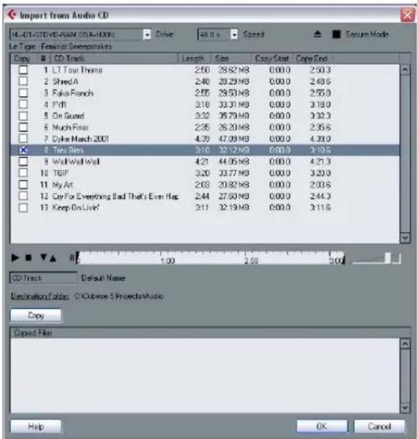 STEINBERG Cubase Studio 5 - Importing audio CD tracks - 1