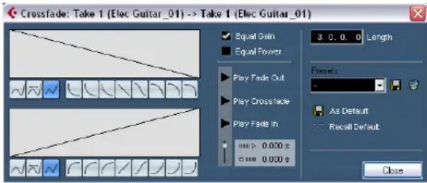 STEINBERG Cubase Studio 5 - The Crossfade dialog - 1