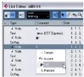 STEINBERG Cubase Studio 5 - Articulations in the List Editor - 1