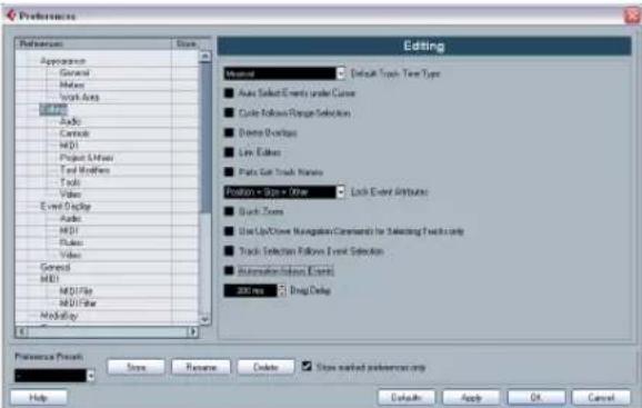 STEINBERG Cubase Studio 5 - Saving partial preferences settings - 1