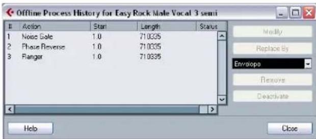 STEINBERG Cubase Studio 5 - The Offline Process History dialog - 1