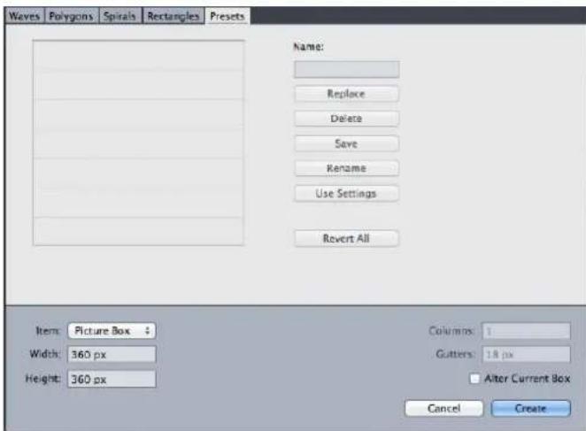 QUARK XPress 2015 - ShapeMaker Presets tab - 1