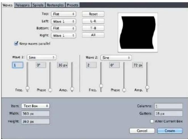 QUARK XPress 2015 - ShapeMaker Waves tab - 1