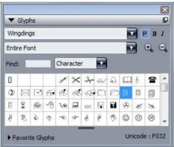 QUARK XPress 2015 - Working with the Glyphs palette - 1