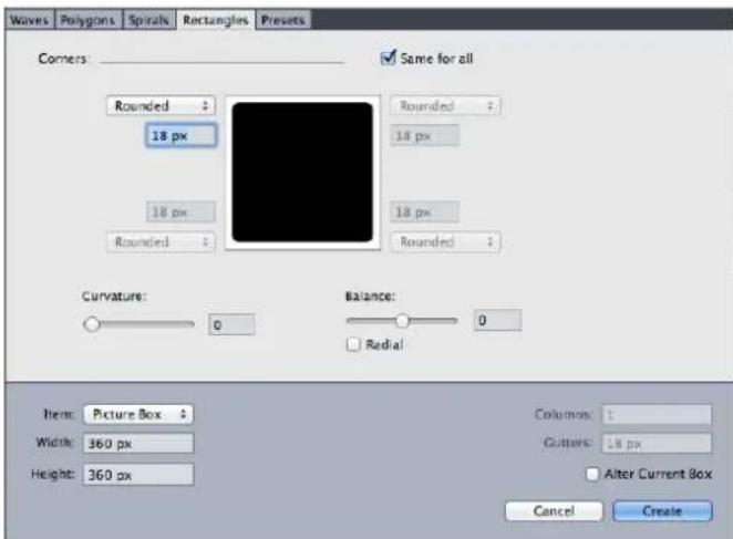 QUARK XPress 2015 - ShapeMaker Rectangles tab - 1