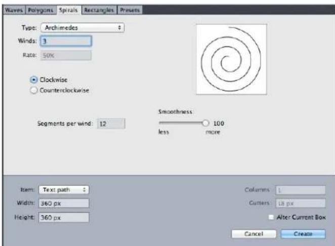 QUARK XPress 2015 - ShapeMaker Spirals tab - 1