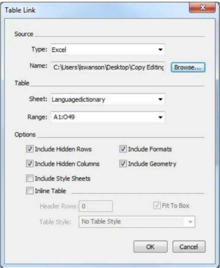 QUARK XPress 2015 - Inserting an inline table - 1