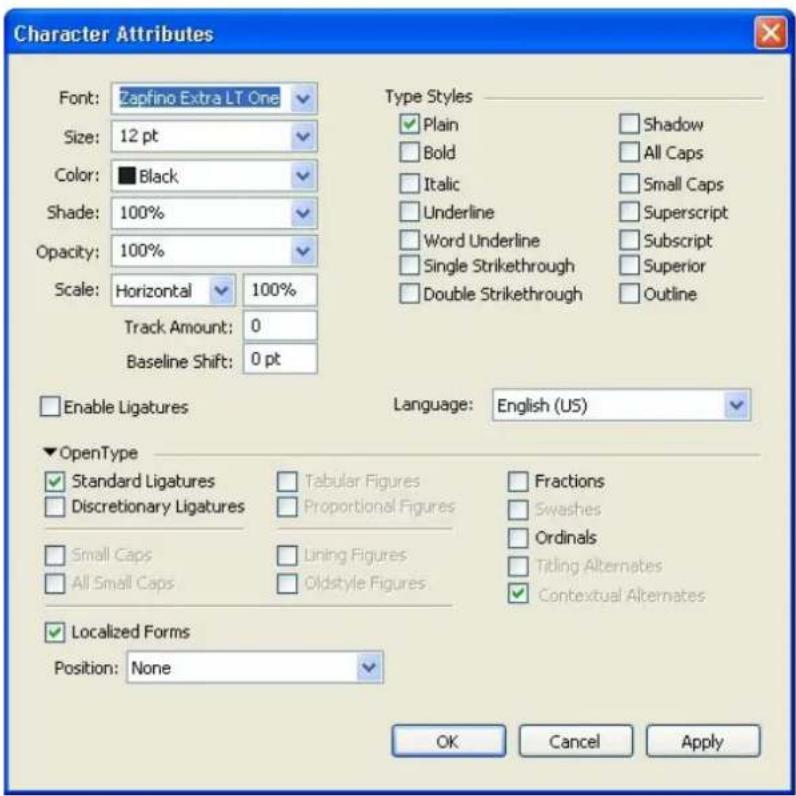 QUARK XPress 2015 - Applying OpenType styles - 1