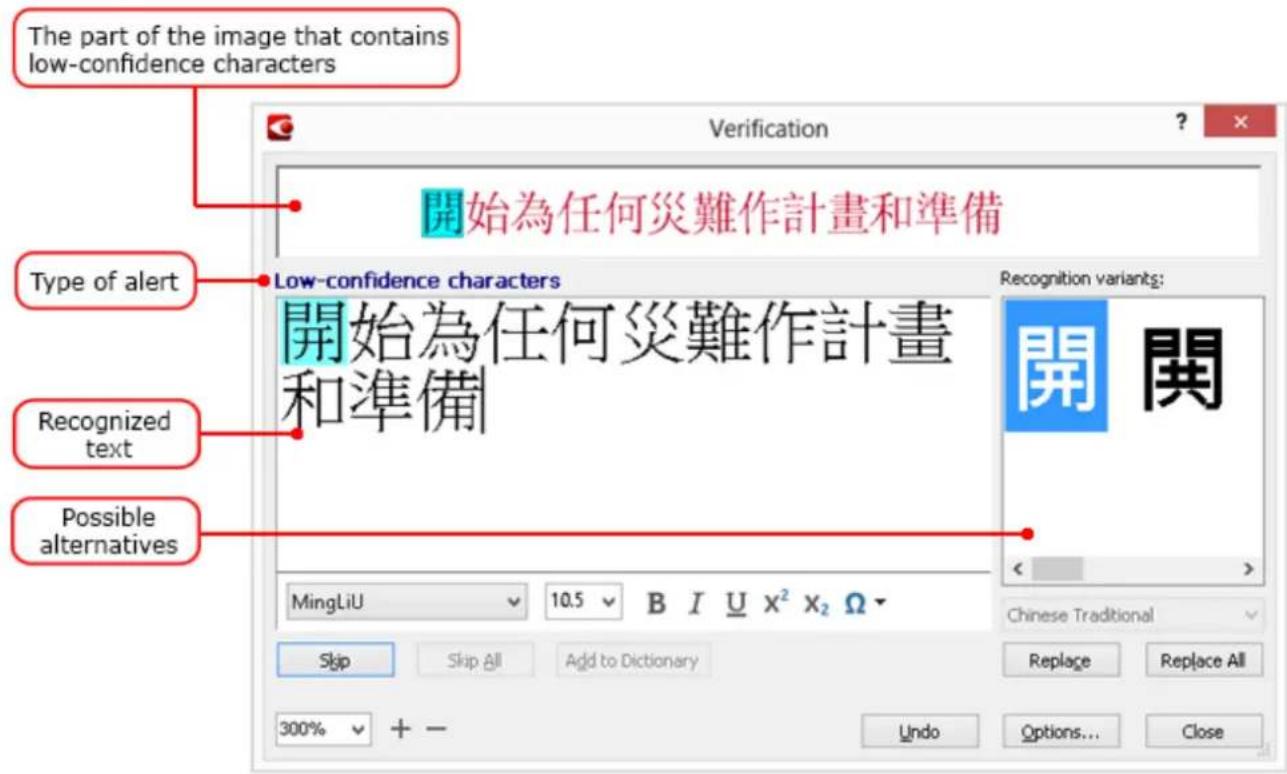 ABBYY FineReader 12.0 - Checking the recognized text in the Verification dialog box - 2