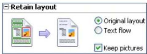 ABBYY PDF Transformer 2.0 - Options available when converting to Microsoft Word, HTML, or RTF - 1