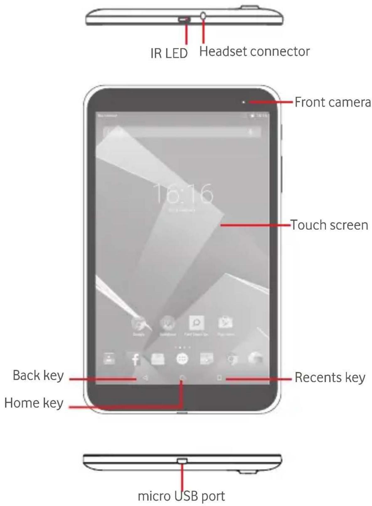 Vodafone Tab Prime 6 - Keys and connectors - 1