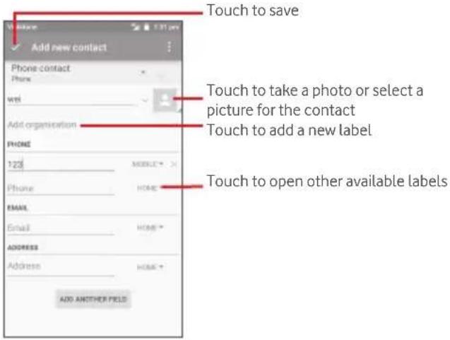 Vodafone Smart Prime 6 - Adding a contact - 1