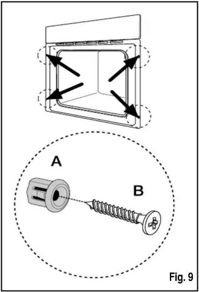 ZANKER ZKH7413W - Securing the oven to the cabinet (Fig. 9). - 1