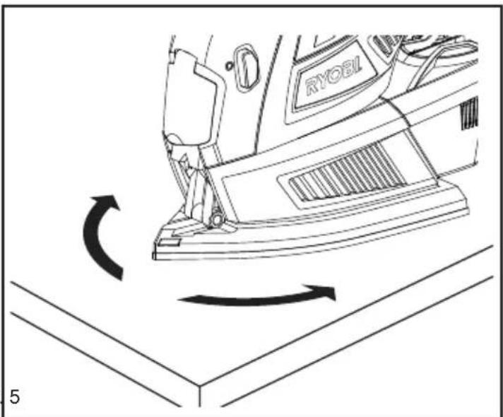 Line drawing of a car interior with a curved arrow indicating rotational motion (no text or symbols)