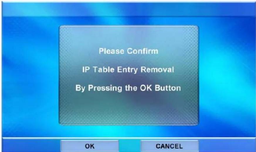Please Confirm IP Table Entry Removal By Pressing the OK Button OK CANCEL