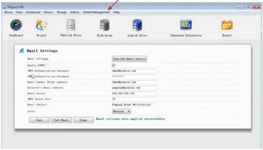 Promise Technology Pegasus3 R4 - Setting Up Email Notifications - 2
