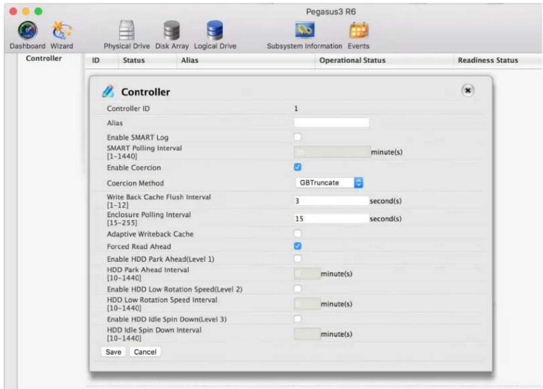 Promise Technology Pegasus3 R4 - Making Controller Settings - 1