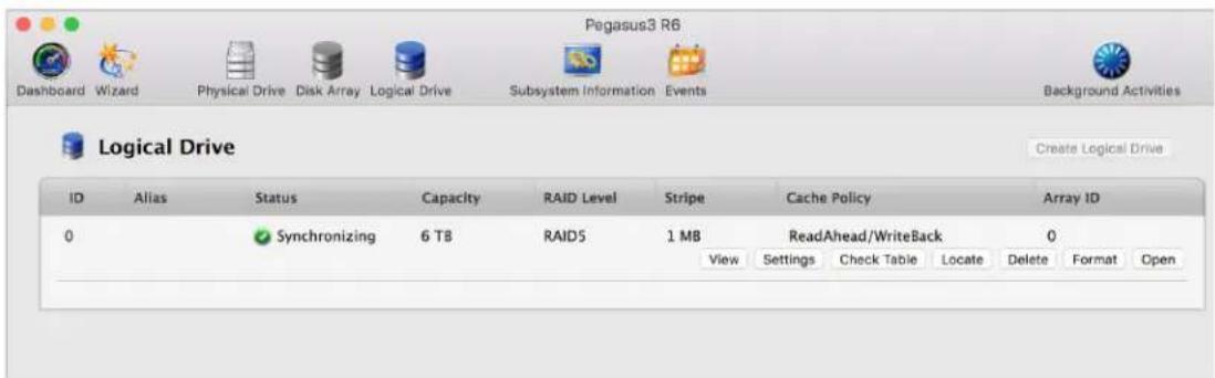 Promise Technology Pegasus3 R4 - Viewing a List of Logical Drives - 1