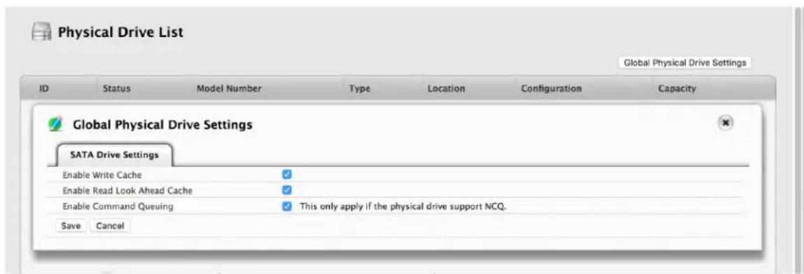 Promise Technology Pegasus3 R4 - Physical Drive Global Settings - 1