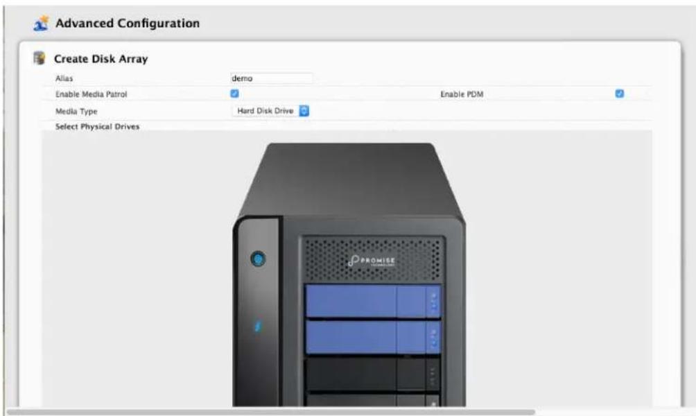 Promise Technology Pegasus3 R4 - Advanced Configuration - Create Disk Array - 1
