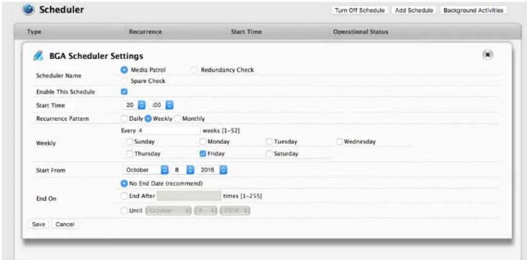 Promise Technology Pegasus3 R4 - Changing a Background Activity Schedule - 1