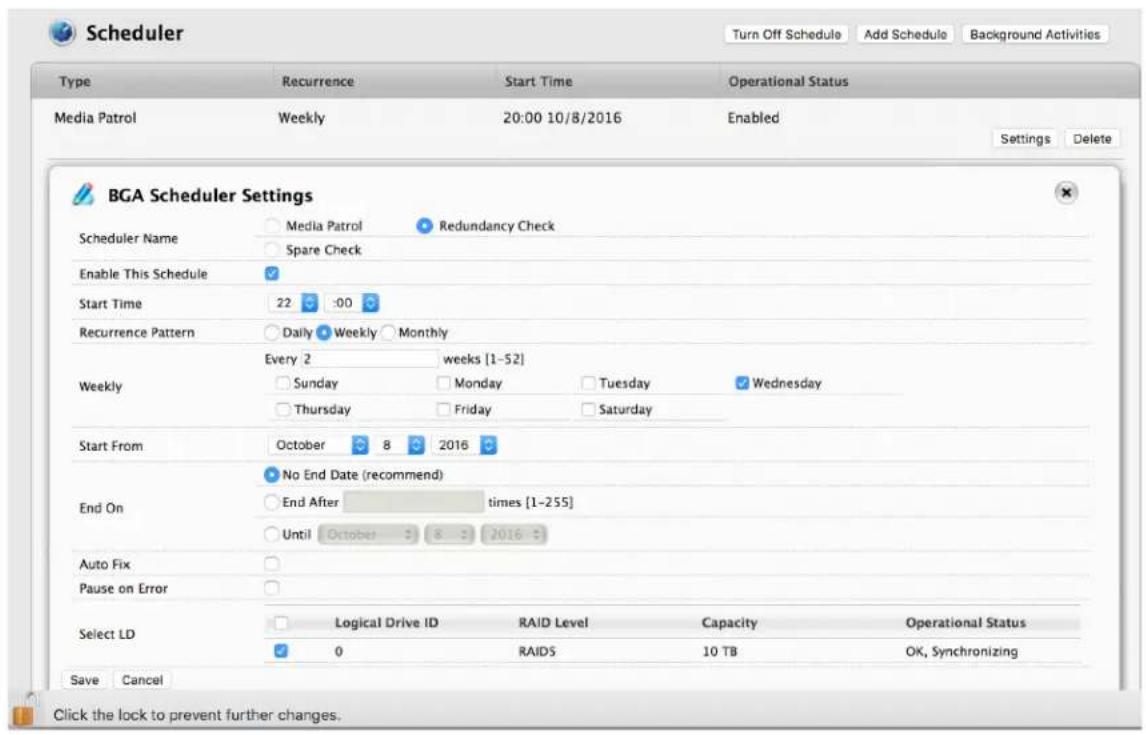 Promise Technology Pegasus3 R4 - Enabling or Disabling a Scheduled Background Activity - 1