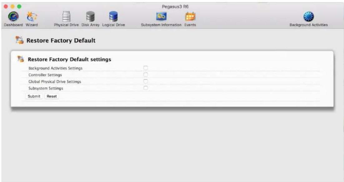 Promise Technology Pegasus3 R4 - Restoring Factory Default Settings - 1