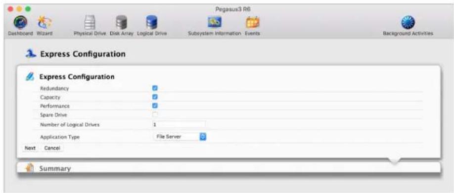 Promise Technology Pegasus3 R4 - Express Configuration menu - 1
