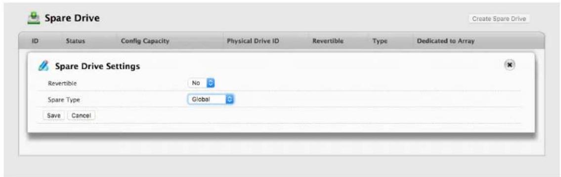 Promise Technology Pegasus3 R4 - Making Spare Drive Settings - 1