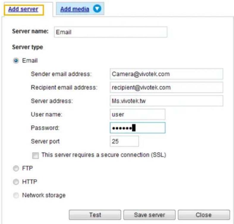 Vivotek Turret Dome IT9389-H - Add server - 1