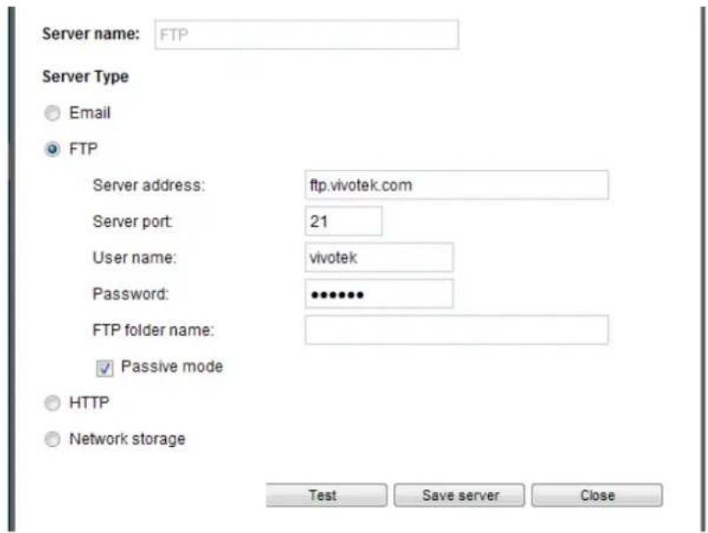 Vivotek Turret Dome IT9389-H - Server type - FTP - 1