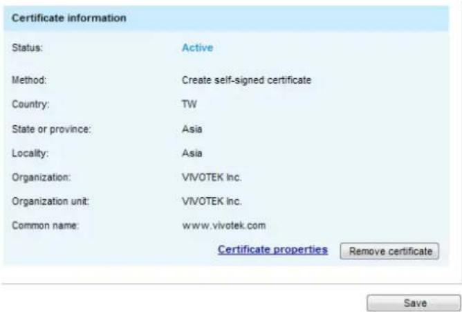 Vivotek Fisheye FE9582-EHNV - Create self-signed certificate - 2