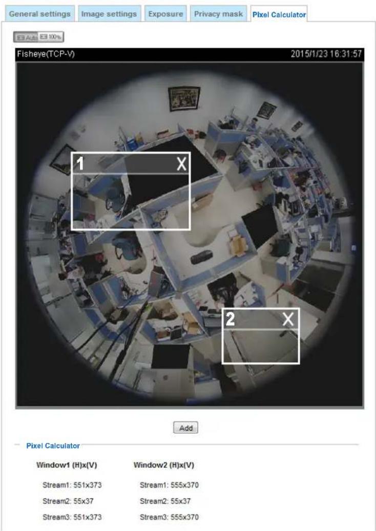 Vivotek Fisheye FE9582-EHNV - Pixel Calculator - 1