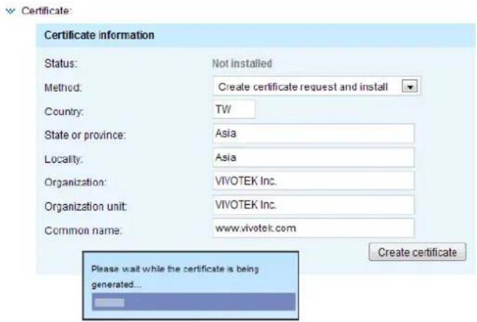 Vivotek Fisheye FE9582-EHNV - Create certificate request and install - 1