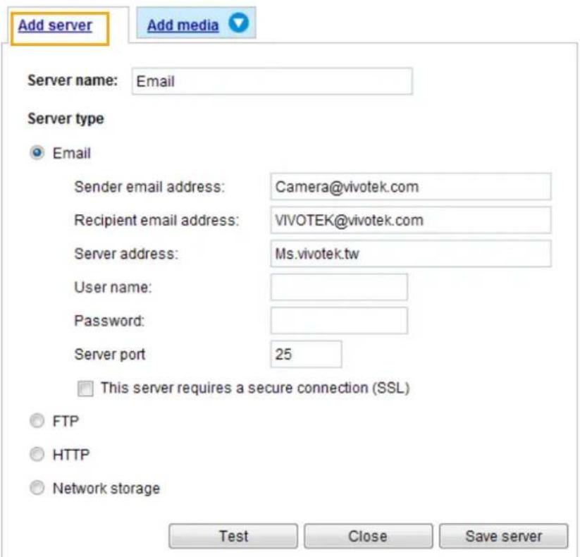 Vivotek Fisheye FE9582-EHNV - Add server - 1