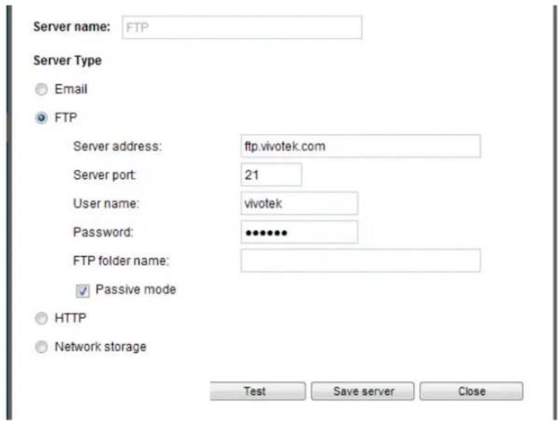 Vivotek Turret Dome IT9388-HT - Server type - FTP - 1