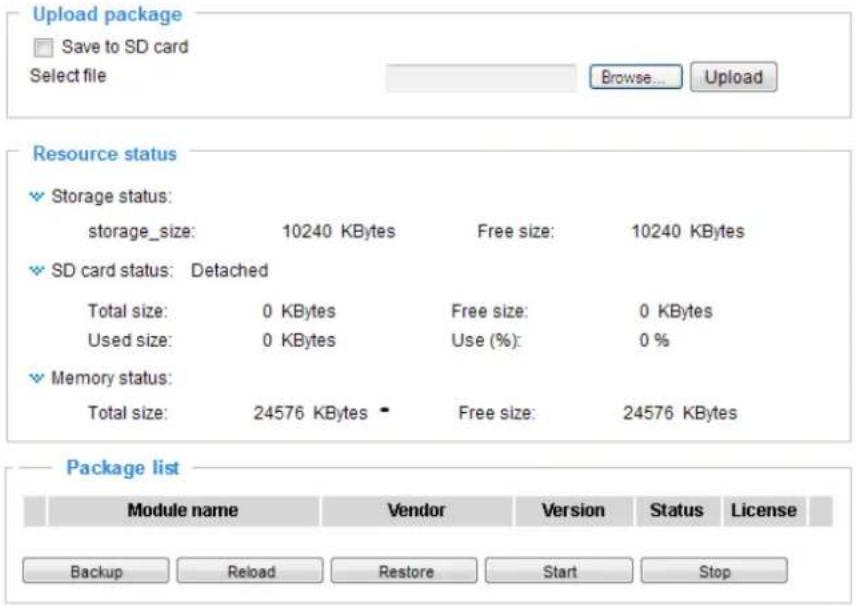 Vivotek Turret Dome IT9388-HT - Applications > Package management - a.k.a., VADP (VIVOTEK Application Development Platform) - 1