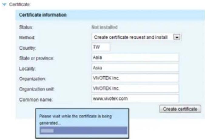Vivotek Bullet IB9387-EHT - Create certificate request and install - 1