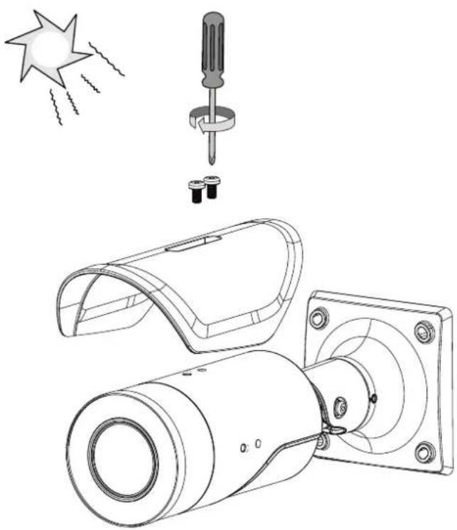 Vivotek Bullet IB9387-EHT - Install the sunshield. - 1